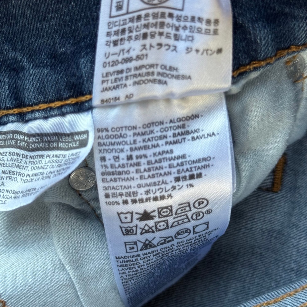 Levi's 514 Straight Fit Jeans Mens 40x32 Dark Wash Blue Stretch Denim Pants - Picture 7 of 9